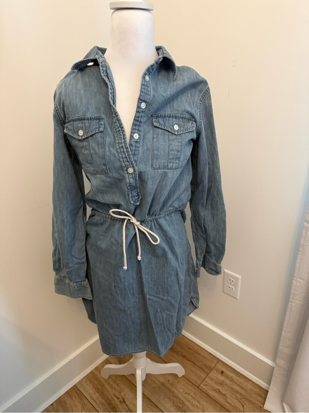 Ralph Lauren Light Blue Denim Dress with Drawstring